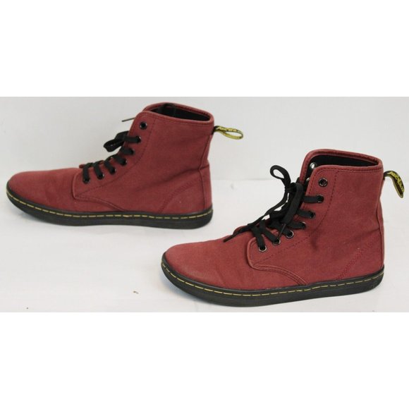 Dr  Doc Martens Womens Canvas Hi Tops sz 8 Shoreditch Cherry Red Shoes Air Wair - Picture 5 of 10